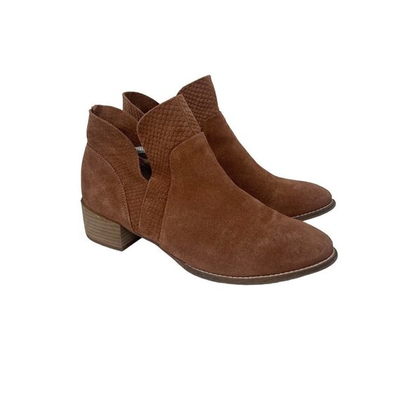 Seychelles Score Suede Leather Side Zip Heeled Ankle Booties Shoes Womens 9.5 - Picture 1 of 9